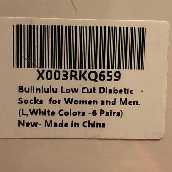 2 Pkgs x 6 Bulinlulu Diabetic Non Binding Low Cut White Socks Unisex Size Large - Picture 10 of 10